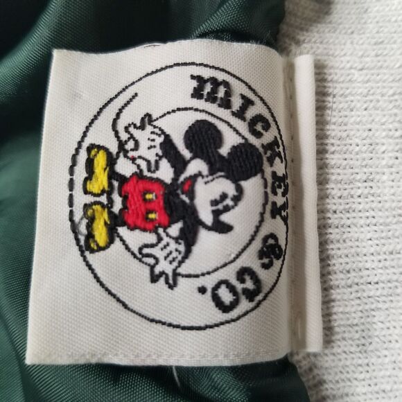 VTG 90s Disney Mickey & Co Jacket Green Gray Varsity Letterman Snap Button Large - Picture 5 of 16